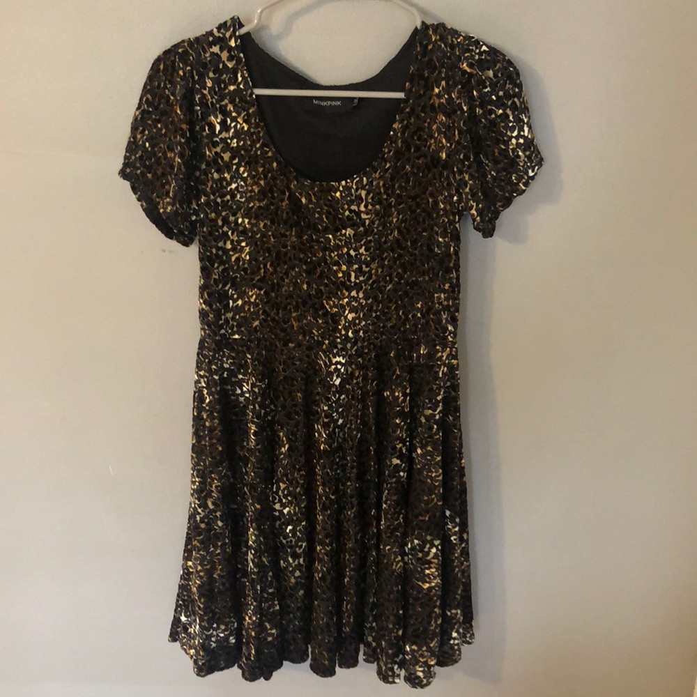 Leopard print velvet fabric dress